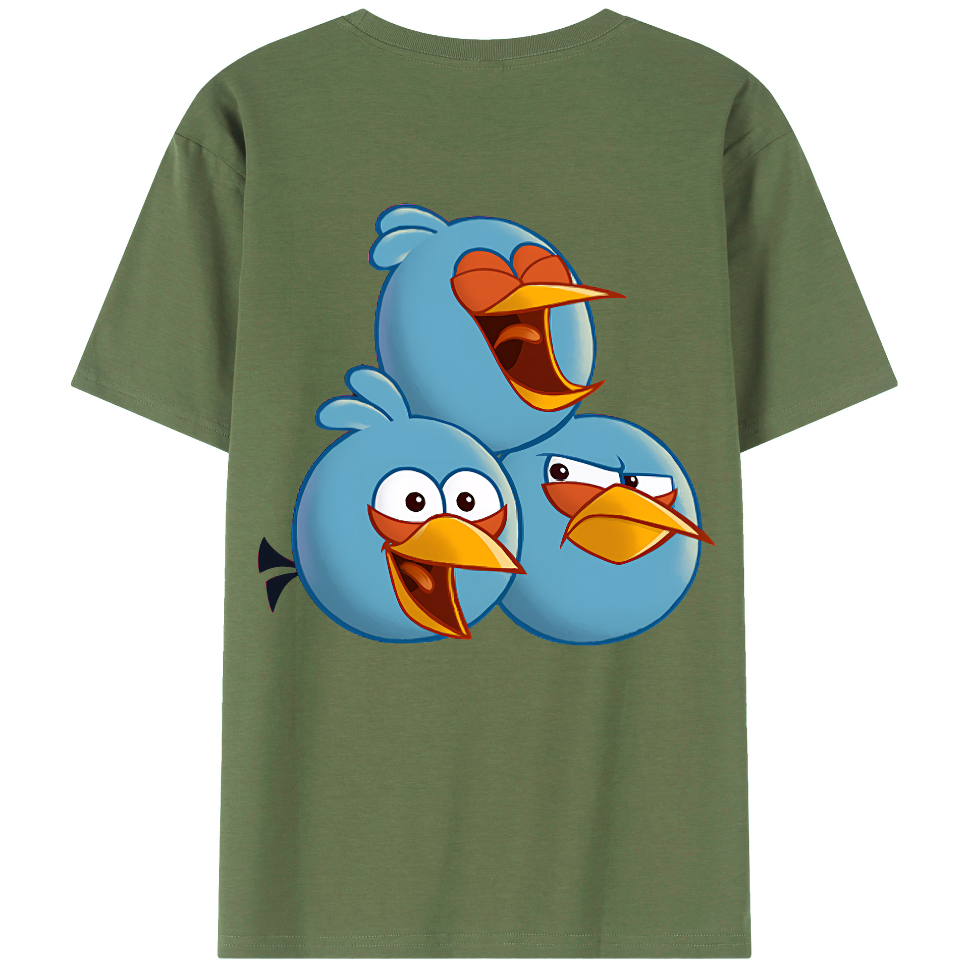 （画像用） Angry Birds アングリーバード 綿100％ メンズ半袖Tシャツ（バックプリント） 通気性